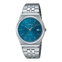 Casio Reloj analógico de 3 manecillas con diseño vintage para hombre, acero inoxidable, plateado y casual