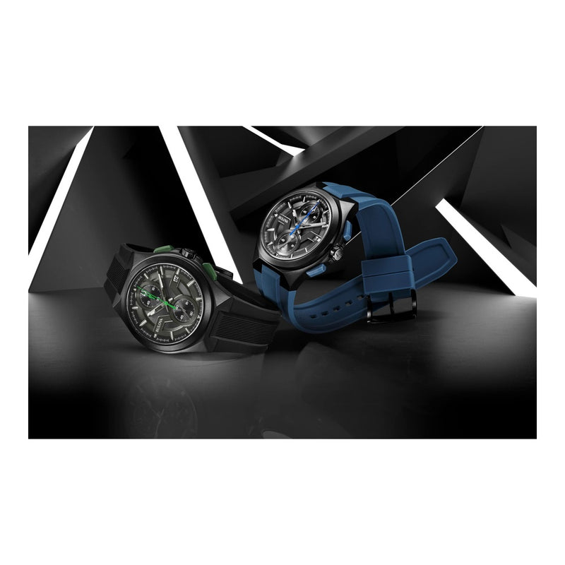 Bulova Maquina Sport - Reloj de cuarzo para hombre con caja de acero inoxidable negro, cronógrafo 6 manecillas y correa de silicona