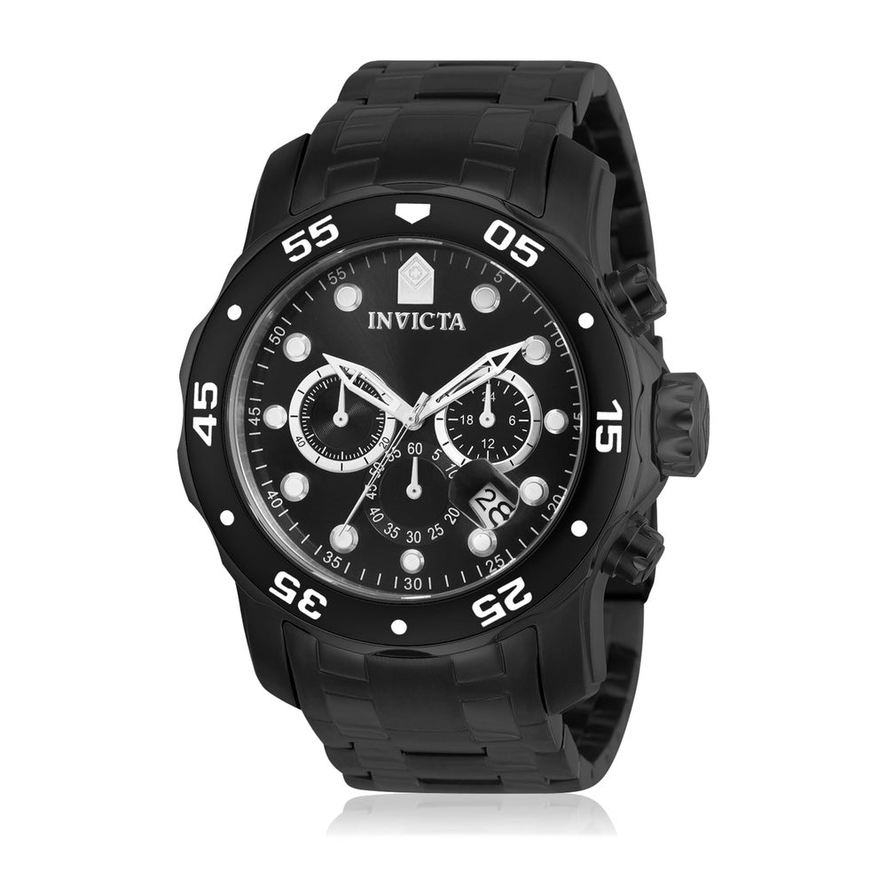 Reloj cronógrafo de cuarzo Invicta Pro Diver con correa de acero inoxidable plateado y esfera negra para hombre, modelo 0073