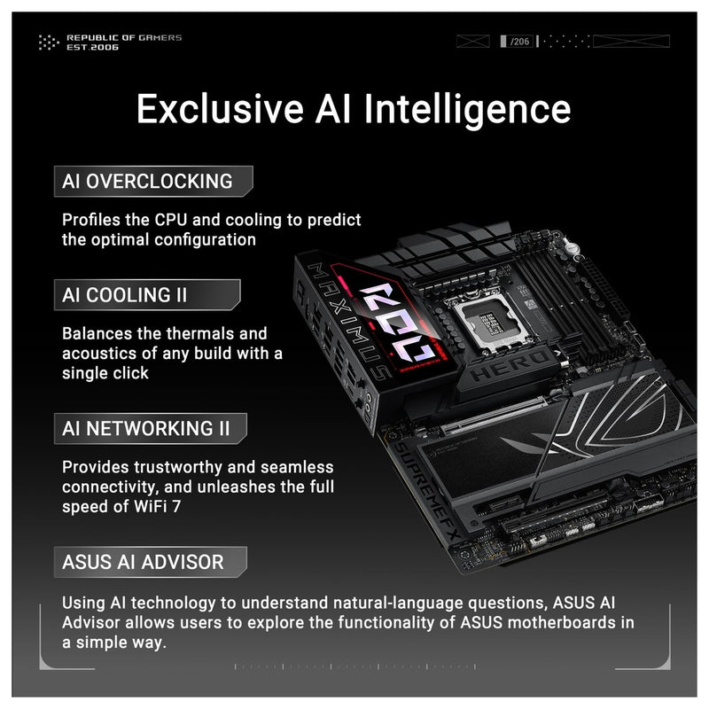 ASUS ROG Maximus Z890 Hero Placa base Intel Z890 LGA 1851, Intel avanzada lista para PC, 22+2+1+2 etapas, DDR5, WiFi 7, 3X PCIe 5.0 M.2