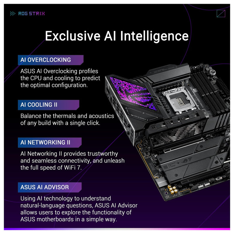 ASUS ROG Strix Z890-E Gaming WiFi Intel Z890 LGA 1851 ATX Placa Base con IA Avanzada, DDR5, WiFi 7 y Más