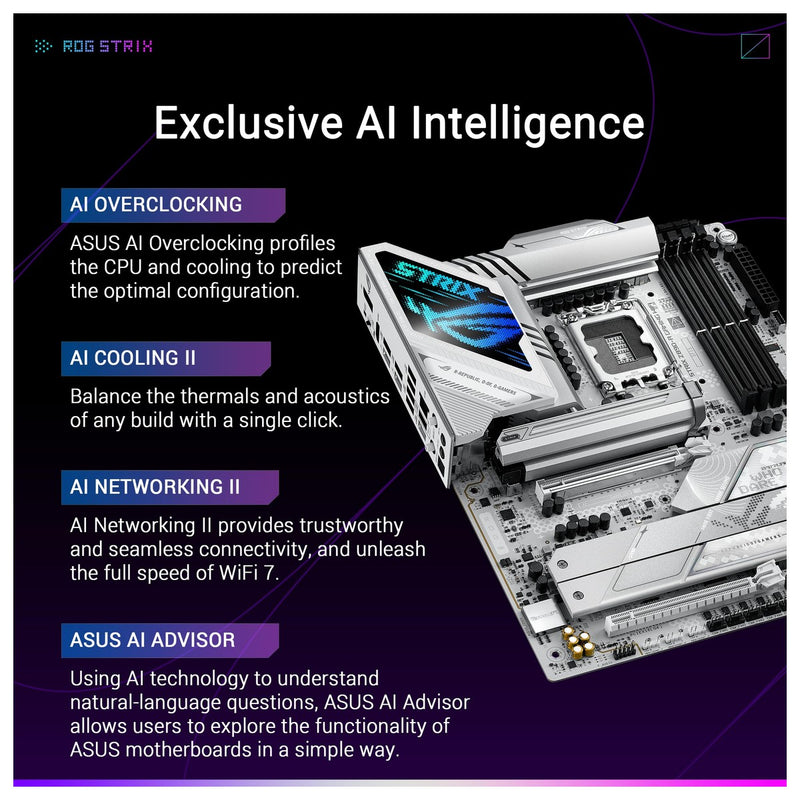 ASUS ROG STRIX Z890-A GAMING WIFI placa base para Intel® Core™ Ultra, AI PC-ready, DDR5, WiFi 7, 5x M.2, Thunderbolt™ 4