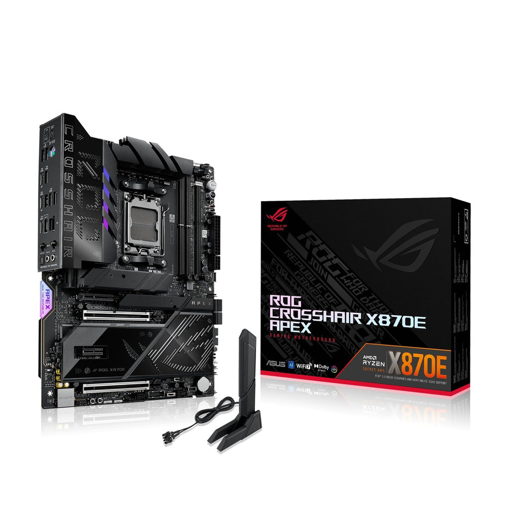 ASUS ROG Crosshair X870E APEX Motherboard con Advanced AI, DDR5, Wi-Fi 7, DIMM.2, PCIe 5.0 y USB4 para alto rendimiento
