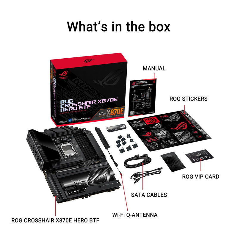 Placa base ROG Crosshair X870E Hero BTF AMD ATX, diseño conector oculto, ranura GPU alta potencia, DDR5, WiFi 7, PCIe 5.0, USB4