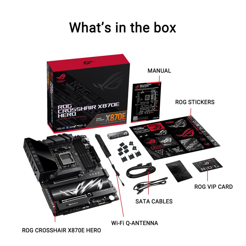 ASUS ROG Crosshair X870E Hero AMD X870E AM5 ATX Placa base con inteligencia artificial y 18+2+2 etapas de potencia