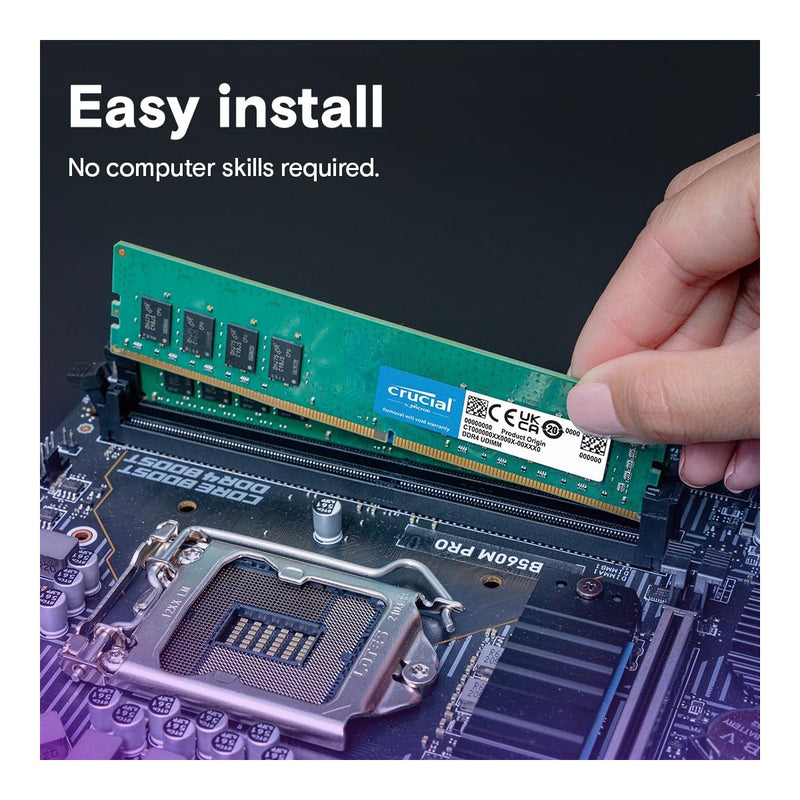 Crucial RAM DDR4 32GB, 3200MHz, UDIMM, compatible con Intel y AMD Ryzen, reduce a 2933/2666MHz
