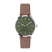 Reloj Ted Baker Cosmop con correa de cuero ecológico para hombre, esfera verde, diseño elegante y resistente al agua