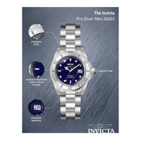 Invicta Pro Diver 34023 Reloj de Acero Inoxidable para Hombre con Esfera Azul y Movimiento de Cuarzo