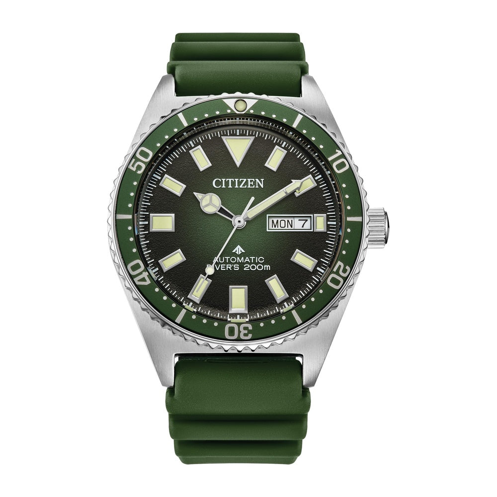 Citizen Reloj Promaster de buceo automático, acero inoxidable y correa verde, funciones avanzadas para aventureros