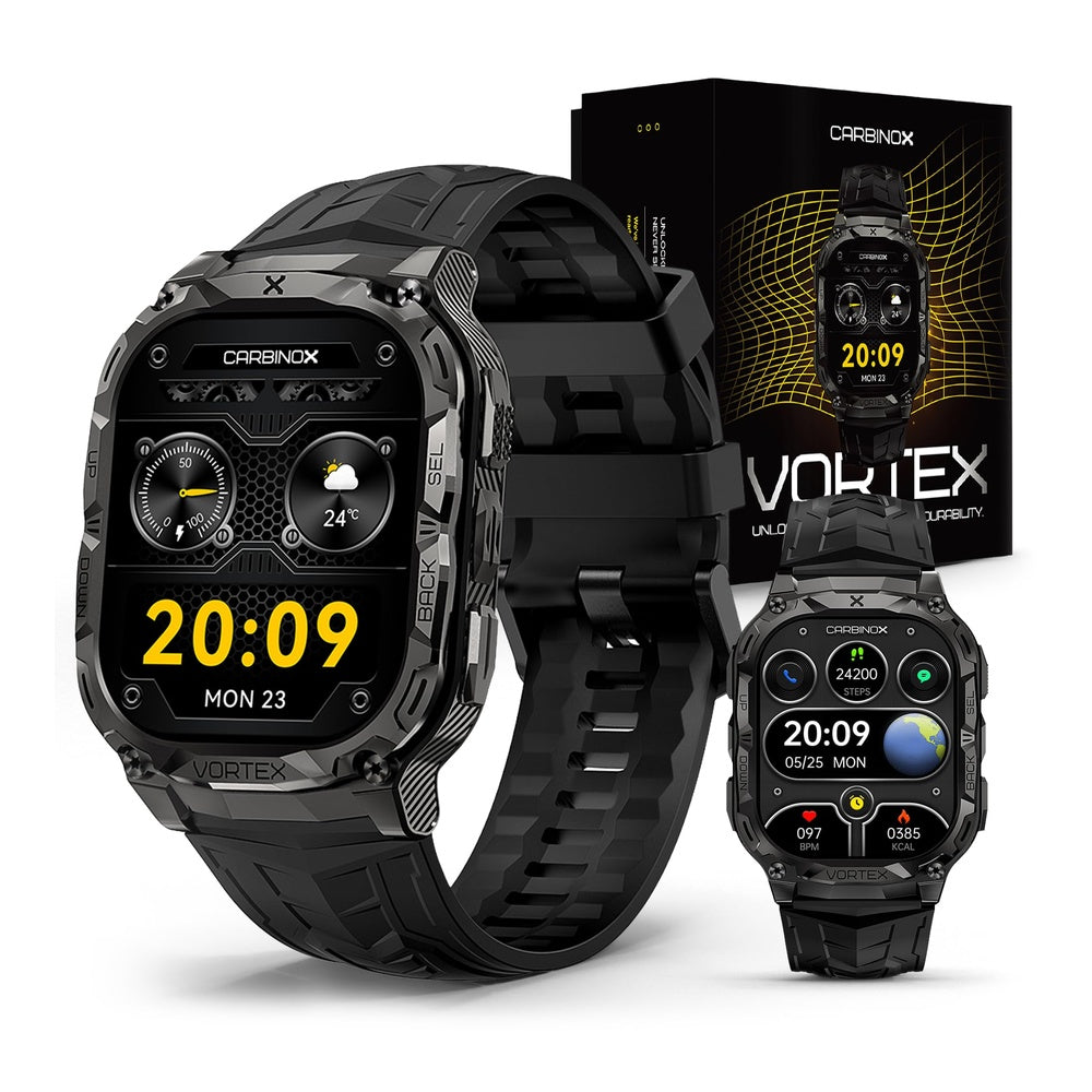 CARBINOX Vortex Smartwatch con función de llamadas, rastreador fitness militar, resistente al agua, diseño deportivo