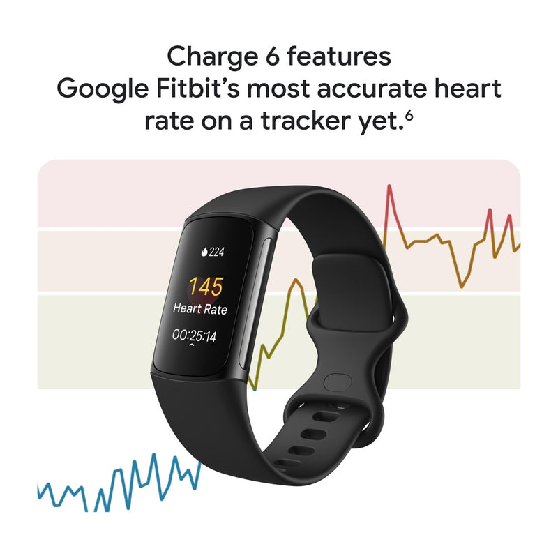 Fitbit Charge 6 - Rastreador de ejercicios con frecuencia cardíaca, GPS, membresía premium, herramientas de salud, porcelana/plata