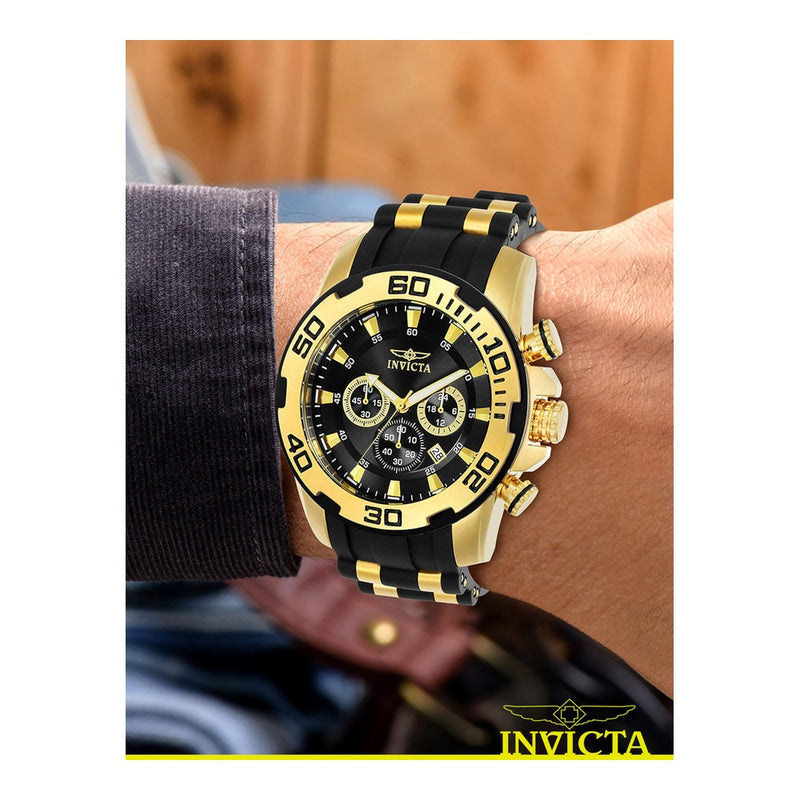 Reloj Invicta Pro Diver cronógrafo de cuarzo negro con pantalla analógica, diseño intrincado y subdiales precisos para hombre