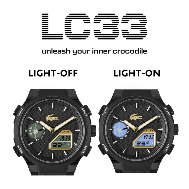 Lacoste LC33 Reloj analógico-digital para hombre con correa de silicona, resistente al agua, contemporáneo y deportivo