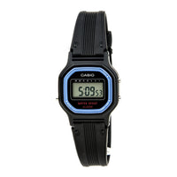 Reloj deportivo para mujer Casio LA11WB con funciones avanzadas de alarma y calendario, diseño azul con pantalla digital