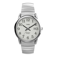 Timex Reloj Easy Reader para hombre con esfera blanca fácil de leer, banda de acero inoxidable y función de fecha