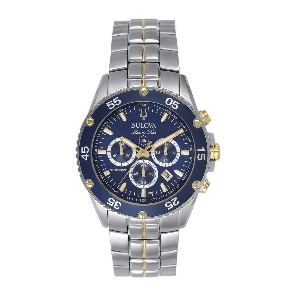 Bulova Reloj cronógrafo Marine Star para hombre, taquímetro, agujas luminosas, resistente al agua, acero inoxidable