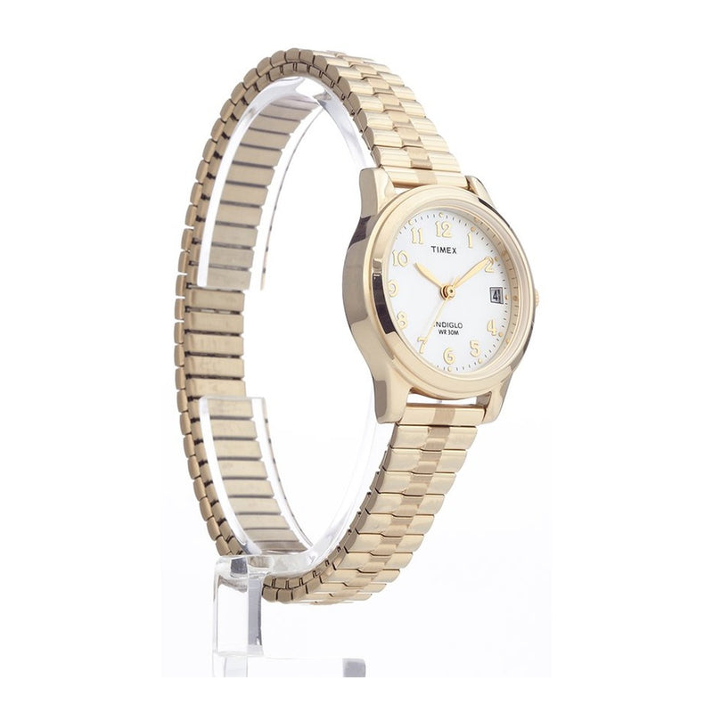 Timex Reloj Essex Ave para mujer en oro con esfera nácar, resistente al agua, tecnología Indiglo, pulsera ajustable