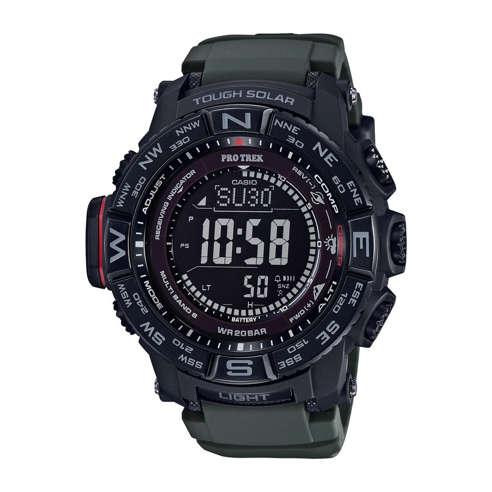 Casio Serie PRW3500 Pro Trek, reloj digital con brújula, altímetro, barómetro, energía solar, resistente al agua y bajas temperaturas