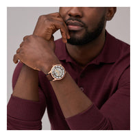 Reloj Fossil Townsman Automático de acero inoxidable y cuero, estilo esqueleto, resistente al agua hasta 50 metros