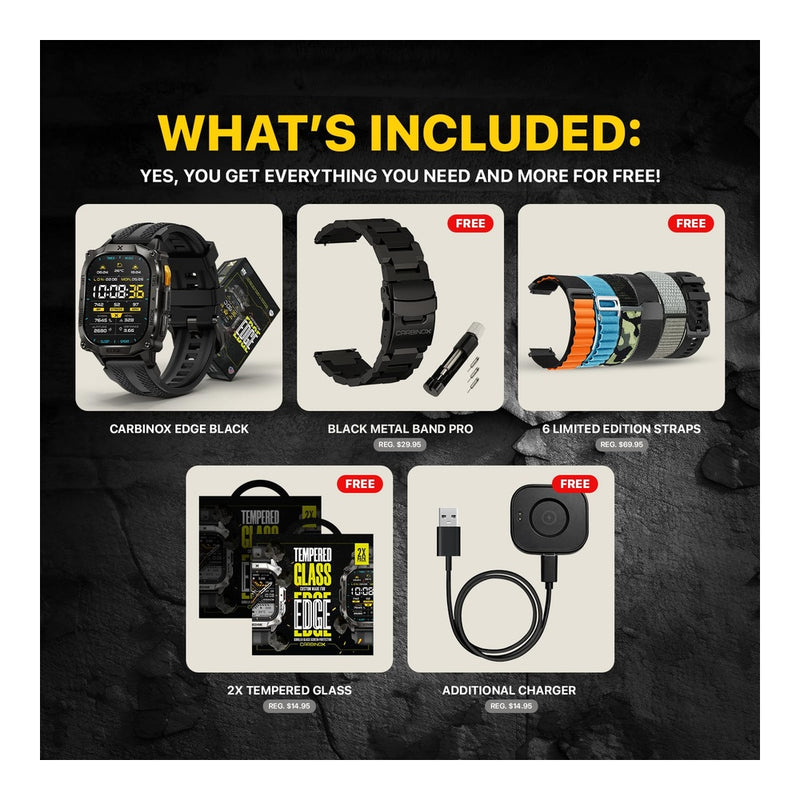 CARBINOX Smartwatch resistente con pantalla AMOLED, acero inoxidable, IP69K/5ATM, GNSS dual, batería 500mAh, Bluetooth