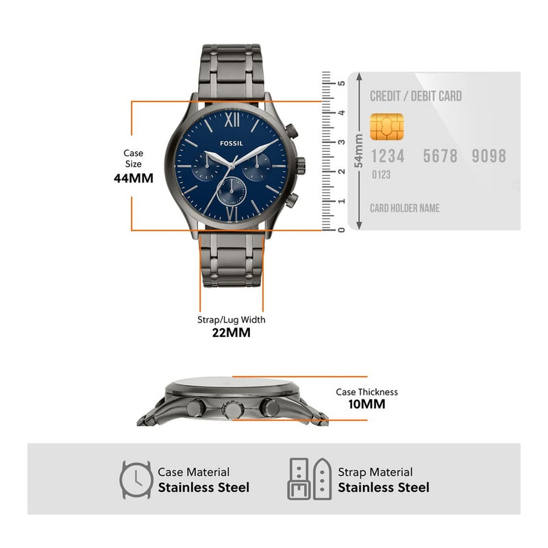 Reloj analógico Fossil Fenmore para hombre con correa de acero inoxidable y cristal resistente a arañazos