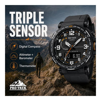 Reloj Casio Pro Trek, Sensor Triple, Resistente al Agua, Brújula, Altímetro, Barómetro, Termómetro, Movimiento de Cuarzo Solar