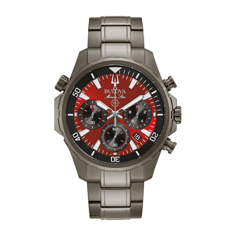 Reloj cronógrafo para hombre Bulova Marine Star, diseño elegante con 6 manecillas y acero inoxidable gris