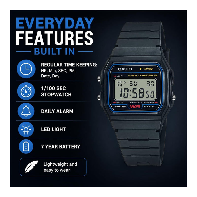 Casio F91W 1 Classic Resin Digital Watch