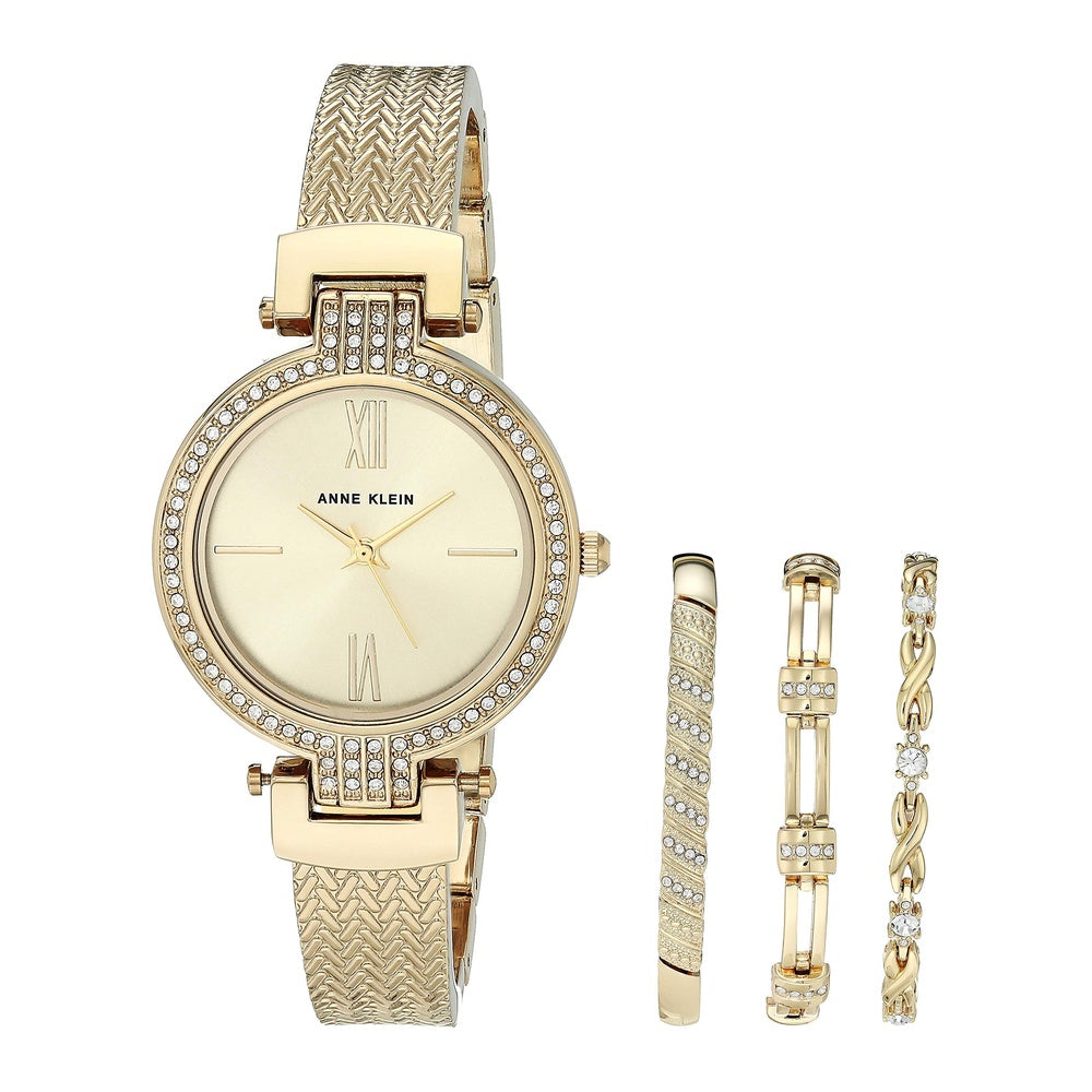 Anne Klein Women's Premium Crystal Accented Watch and Bracelet Set