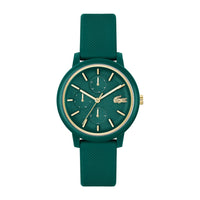 Lacoste 12.12 Reloj multifunción de cuarzo para mujer con diseño contemporáneo, esfera curvada de aluminio y correa de silicona