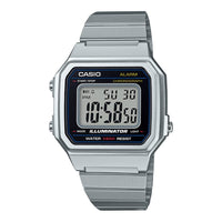 Casio B650WD-1ACF Reloj clásico de cuarzo con pantalla digital plateada para hombre, color plata y negro
