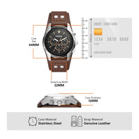 Reloj Fossil Coachman de cuarzo, acero inoxidable y cuero, cronógrafo analógico resistente al agua, color marrón y negro
