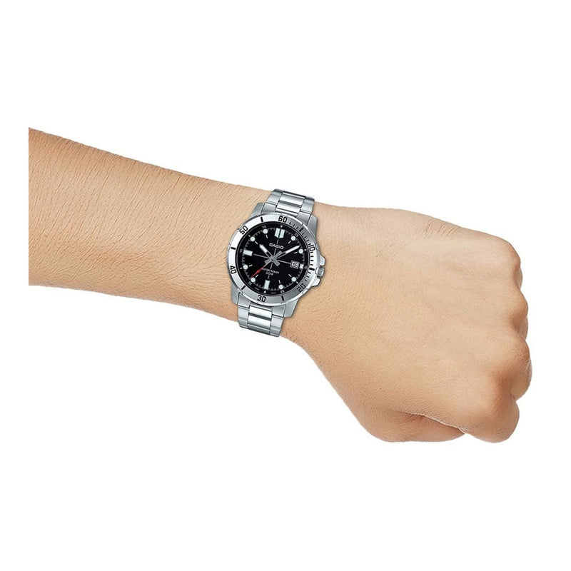 Reloj Casio para hombre, diseño análogo con dial marrón y acero inoxidable, resistente al agua y manecillas luminosas
