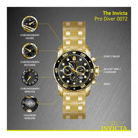 Invicta Pro Diver, reloj cronógrafo de cuarzo con correa de acero inoxidable plateado, diseño sofisticado para hombres