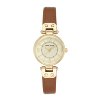 Reloj de pulsera Anne Klein para mujer con correa de cuero marrón, diseño clásico y resistencia al agua