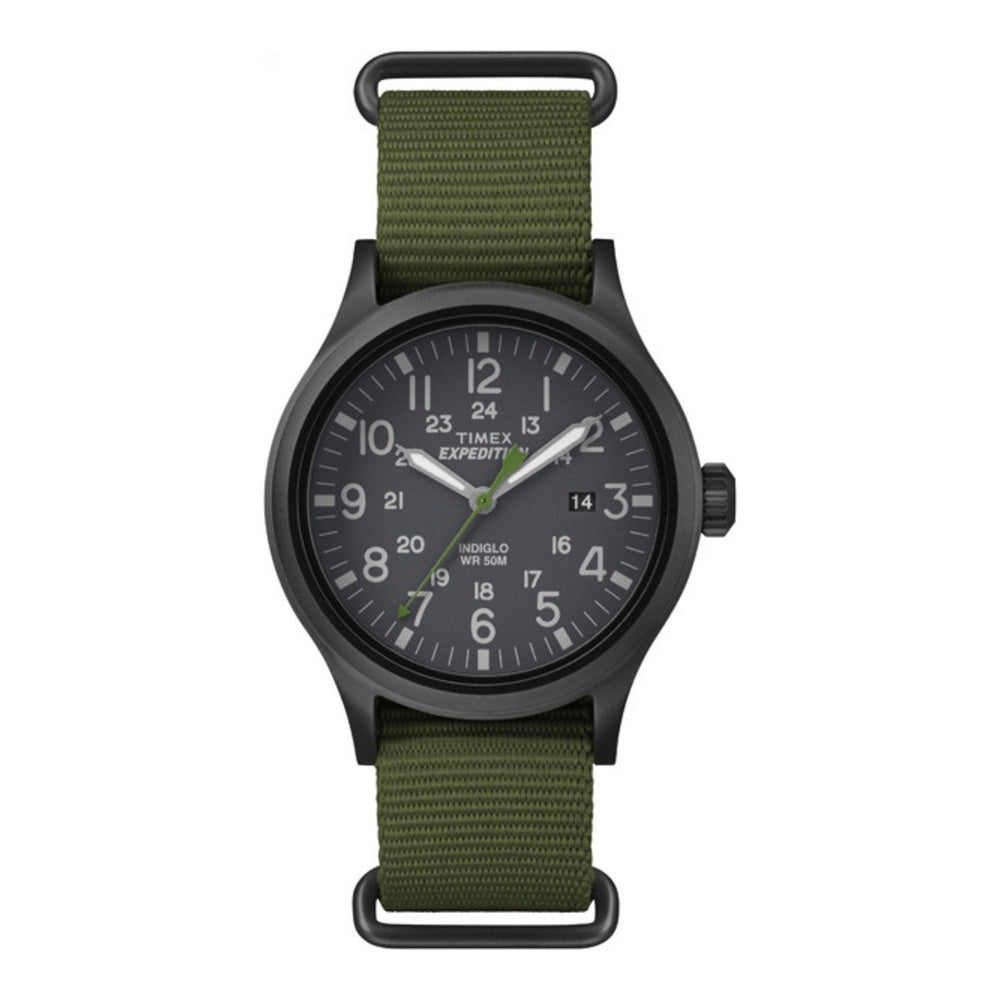 Reloj Scout Expedition Timex para hombre con correa verde resistente al agua y manecillas luminosas