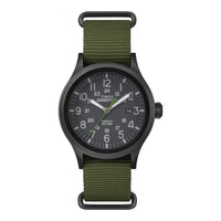 Reloj Scout Expedition Timex para hombre con correa verde resistente al agua y manecillas luminosas
