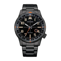 Citizen Reloj Eco-Drive Weekender Avion Field para hombre, acero inoxidable IP negro, esfera negra (Modelo: BM7555-59E)