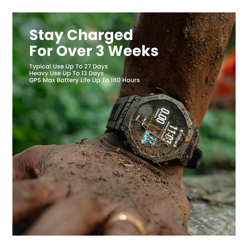 Amazfit T-Rex 3 - Reloj Inteligente Resistente Negro Con Pantalla Amoled 1.5 Pulgadas, Gps De Doble Banda Y 27 Días De Batería