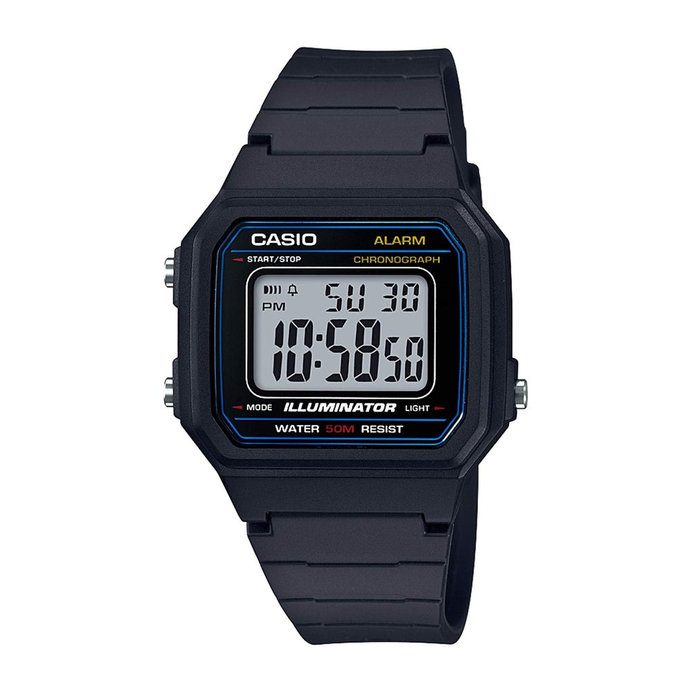 Casio Serie W217H Reloj Digital para Hombre, Resistente al Agua, Cronómetro, Retroiluminación LED, Alarma, Batería de 7 Años