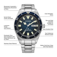 Reloj Citizen Promaster Dive automático de acero inoxidable con esfera degradado azul, certificado ISO (Modelo: NY0129-58L)