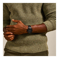 Reloj de pulsera minimalista Fossil de cuarzo para hombre, elegante diseño de acero inoxidable negro resistente a arañazos