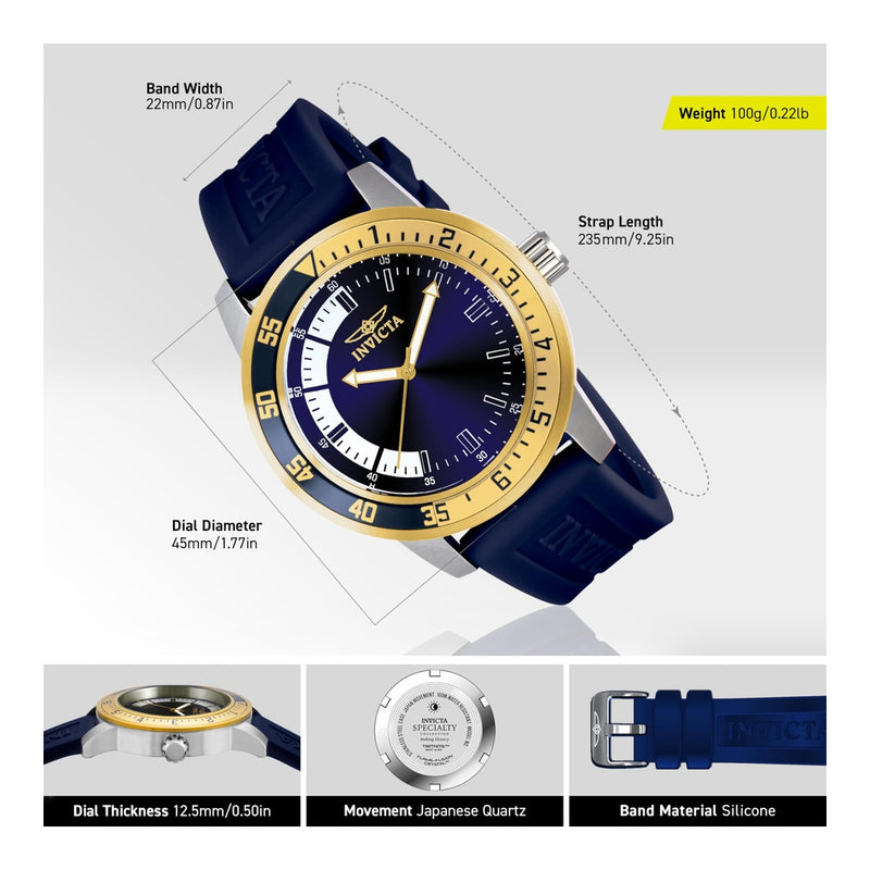 Reloj especial de acero inoxidable Invicta 12847 con banda azul para hombre