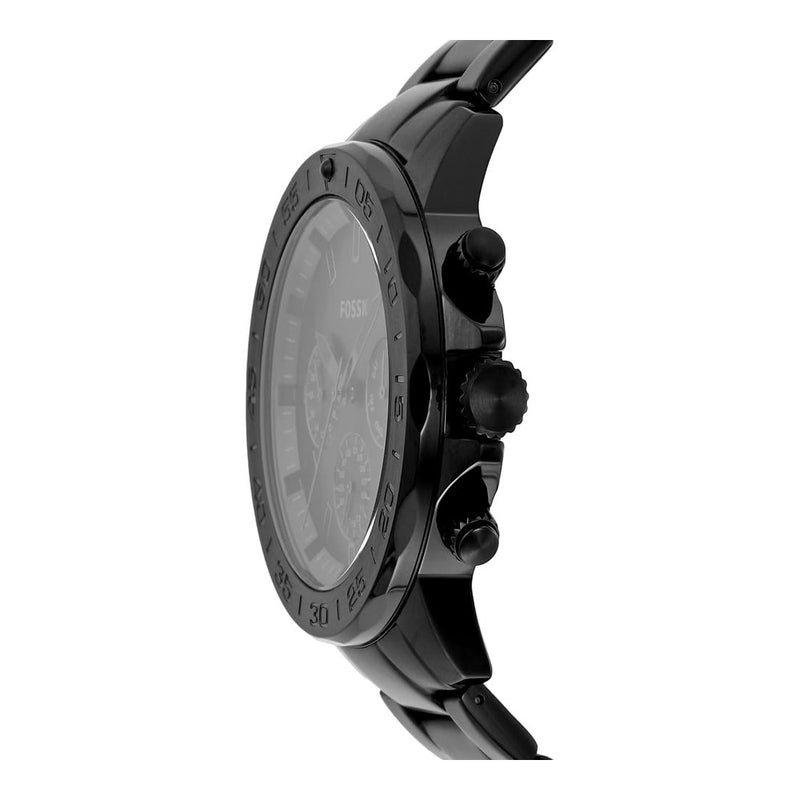 Reloj multifunción Bannon de acero inoxidable negro de Fossil, con diseño moderno y cierre plegable seguro
