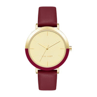 Reloj de pulsera para mujer de Nine West con movimiento de cuarzo japonés, correa de cuero sintético y esfera color champán