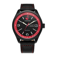 Citizen Eco-Drive Marvel 'Here Comes Deadpool', caja de acero inoxidable negro, correa y esfera negra de cuero
