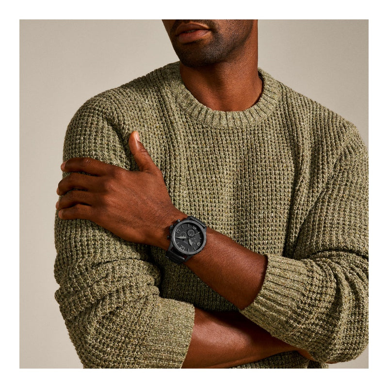 Fossil Nate - Reloj para hombre con esfera de cronógrafo y correa de acero inoxidable o cuero