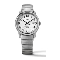 Timex Reloj Easy Reader para hombre con esfera blanca fácil de leer, banda de acero inoxidable y función de fecha