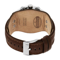 Reloj Fossil Coachman de cuarzo, acero inoxidable y cuero, cronógrafo analógico resistente al agua, color marrón y negro