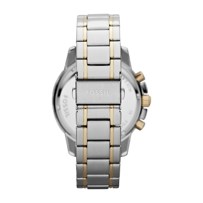 Reloj cronógrafo Fossil Dean de acero inoxidable para hombre, estilo clásico, con esfera blanca y dos tonos